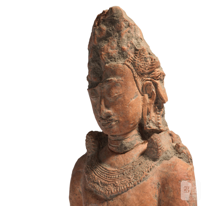 泰國 哈利奔猜 十三世紀 陶塑寶冠佛半身像 | BUSTE DE BOUDDHA COURONNÉ EN TERRE CUITE - 图6